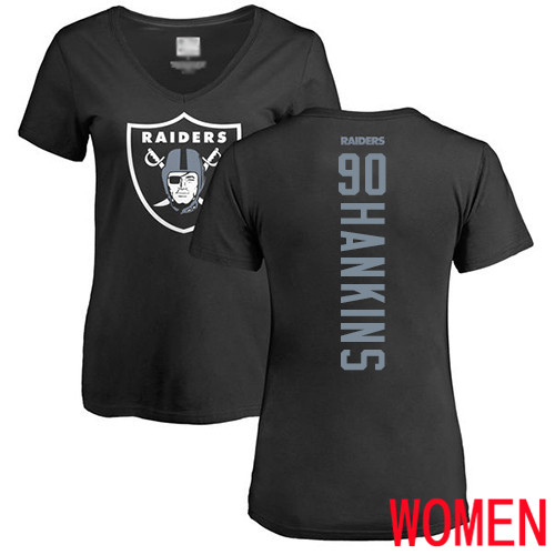 Oakland Raiders Black Women Johnathan Hankins Backer NFL Football #90 T Shirt